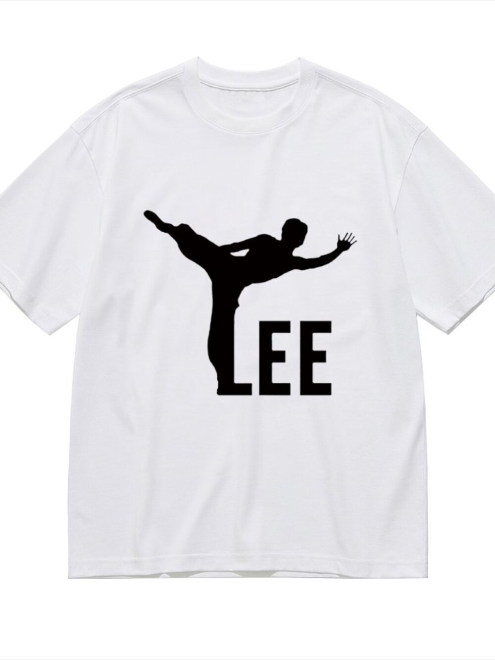 Lee White Short Sleeve Tee with Black Martial Arts Graphic - Picture 3 of 5